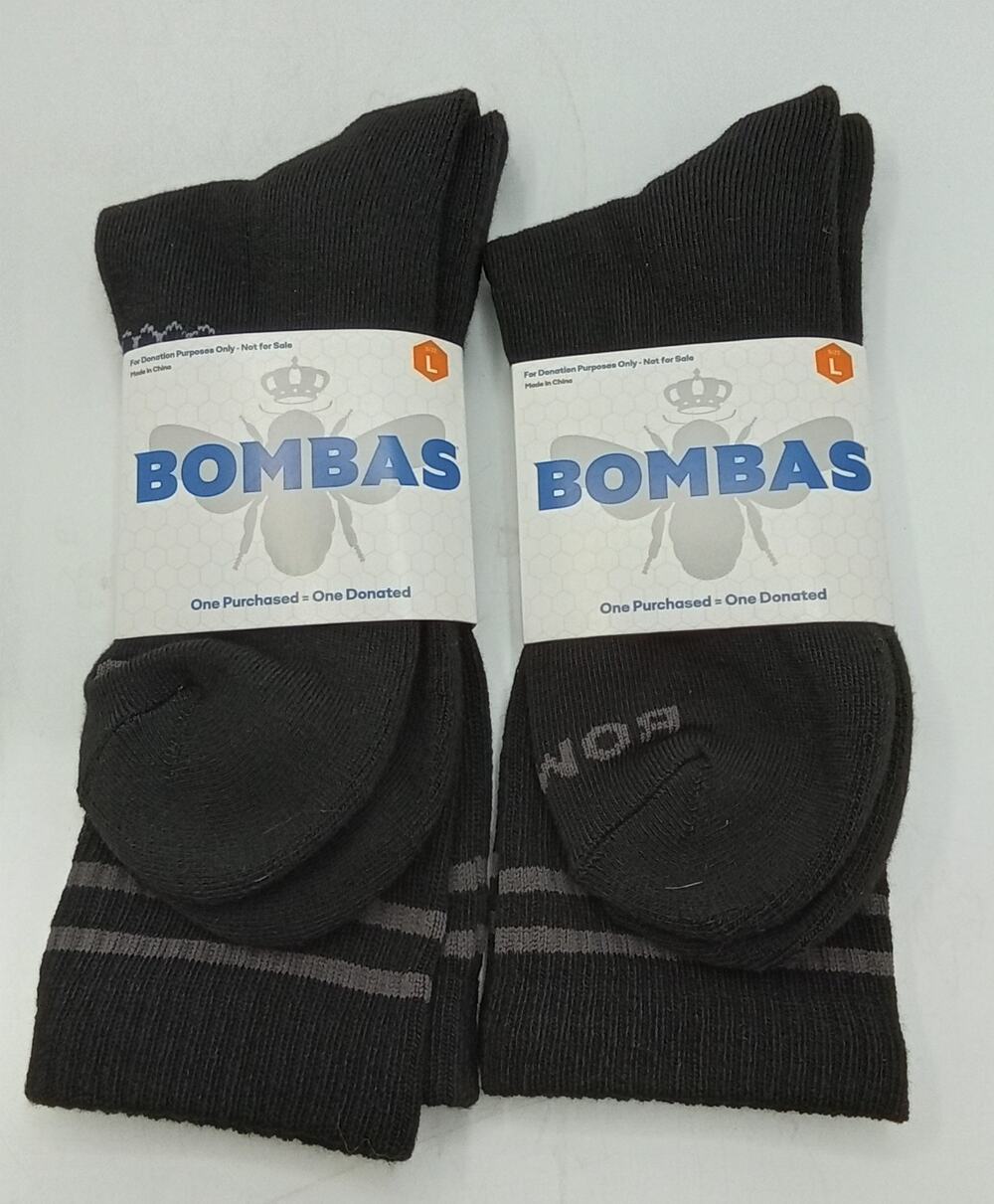 Bombas Socks 2 Pairs Honeycomb Black Crew Calf Large